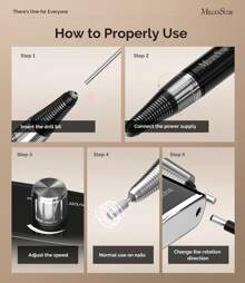 MelodySusie Professional Scamander Rechargeable 30000 Rpm Electric Nail Drills,SC320H Portable Electric E File, Acrylic Gel Grinder Tools With 6 Bits And Sanding Bands For Manicure Pedicure Carve Polish 4th Of July Women,Christmas Gifts - 黑色 - 查看 5