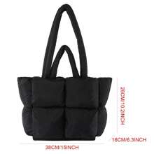 Winter Puffer Tote Bag For Women Large Quilted Puffy Handbag Lightweight Satche - gray - View 3