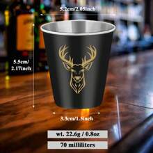 1/2/4pcs Deer Head Pattern Aluminum Mini Shot Glasses, 2.37 Oz - Aluminum, Suitable For Outdoor Camping, Picnic And Hunting, Shot Glasses, Bar Tools, Kitchen Supplies, Liquor Cups, Reusable Metal Cups, Applicable For Kitchen, Bar, Party, Hunting Gift, Birthday Gift For Men And Women, Corporate Celebration