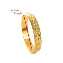 4 أساور ذهبية اللون بقطر 45 مم، بتصميم هندسي كلاسيكي/ناعم/أملس، مناسبة للارتداء في دبي وأفريقيا والمناسبات اليومية والحفلات وأعياد الميلاد، هدية مجوهرات - ذهبي أصفر - مشاهدة 4