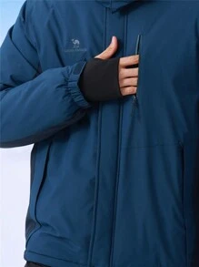 CAMEL CROWN 男士山地雪地防水滑雪外套可拆式連帽防風抓絨派克大衣雨衣冬季外套