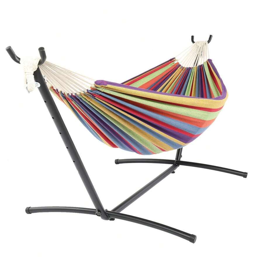 2 Person With Carrying Black Case Portable Hammock With Stand Outdoor Patio - Colourful - View 1