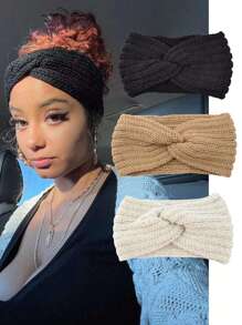 1PC Cold Resistant Headband, Hair Accessory Headscarf, Women's Wide Headband, Knitted Autumn And Winter Casual Knitted Headband - 1pc - View 1