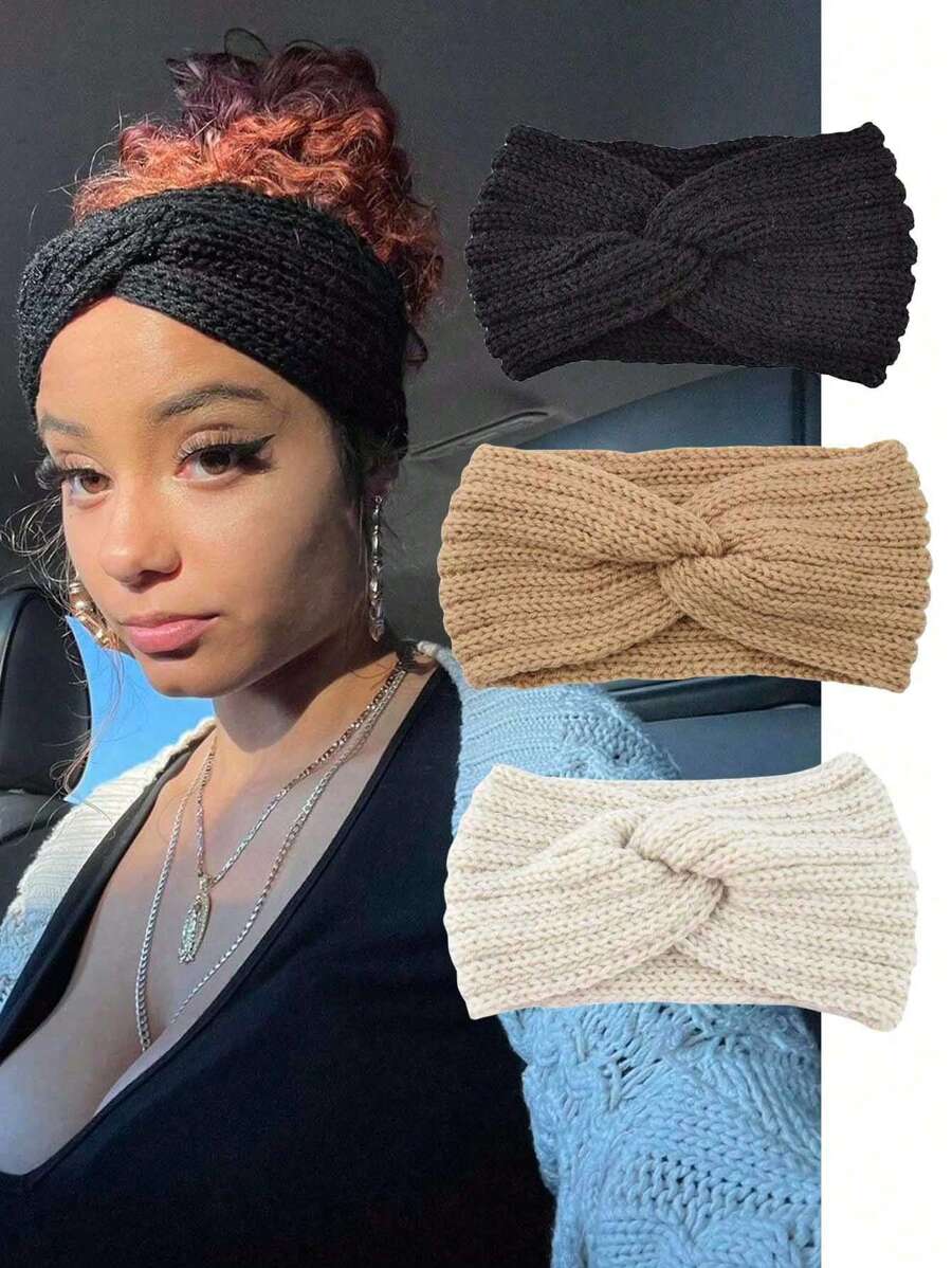 1PC Cold Resistant Headband, Hair Accessory Headscarf, Women's Wide Headband, Knitted Autumn And Winter Casual Knitted Headband - 1pc - View 1