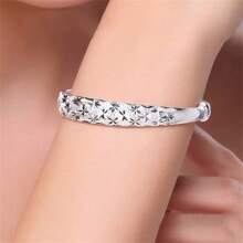 1pc Charm 925 Silver Plated Exquisite Shiny Bangle Fashion Men And Women Jewelry Gift Jewelry Wedding Party Accessories