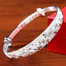 1pc Charm 925 Silver Plated Exquisite Shiny Bangle Fashion Men And Women Jewelry Gift Jewelry Wedding Party Accessories