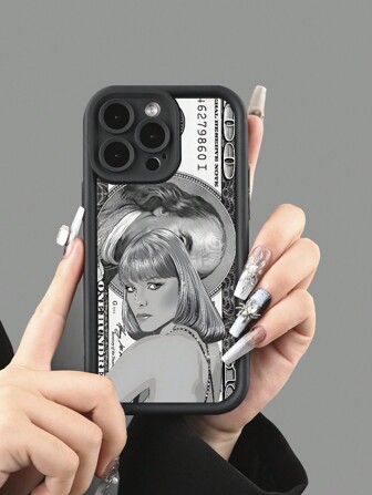 1 pieza Funda para teléfono móvil con estampado de mujer y dólar, adecuada para todos los modelos de iPhone de Apple, mejor regalo para amigos, familia y novias