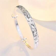 1pc Charm 925 Silver Plated Exquisite Shiny Bangle Fashion Men And Women Jewelry Gift Jewelry Wedding Party Accessories