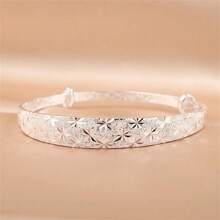 1pc Charm 925 Silver Plated Exquisite Shiny Bangle Fashion Men And Women Jewelry Gift Jewelry Wedding Party Accessories