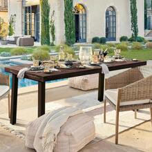 Devoko Home Acacia Wood Dining Table 6-Person Indoor Outdoor Table With Iron Legs, Sandblast Finish, Natural Stained, Rustic Metal, 69 * 33 * 30 Inch (Natural) - 濃縮咖啡 - 查看 4