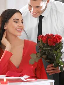 3件/10件-花束袋纸花包装袋单花纸套爱心鲜花包装礼盒适用于情人节婚礼 - 黑色 - 查看 4