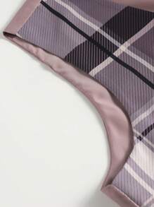 CLOUDSTYLE 3 件套男士春秋商务西装外套、背心和裤子，翻领格纹印花 - 珊瑚粉 - 查看 8