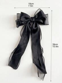 1 pieza Clip de pelo elegante de primavera con lazo de cinta de doble capa extra grande de malla negra, accesorio de San Valentín, lazos, lindo, accesorios para el cabello, accesorios para la cabeza, accesorios para el cabello para mujeres, pinzas de garra - Negro - Ver 3