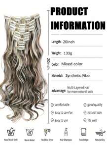 18-30 Inches 16 Clip Black Natural Daily Long Curly Hair Extensions Seven-Piece Set For Women - Multicolor - View 2
