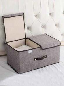 1 件带盖复古收纳盒，内裤胸罩折叠收纳篮，宿舍抽屉衣柜整理收纳容器，用于玩具、衣服、文件、家庭节省空间的衣柜、壁橱、卧室、家庭、宿舍、卧室配件的收纳盒，可折叠内衣裤收纳盒卧室配件服装收纳盒壁橱收纳大容量收纳盒卧室用收纳箱，用于毯子床上用品棉被枕头 - 灰色 - 查看 1