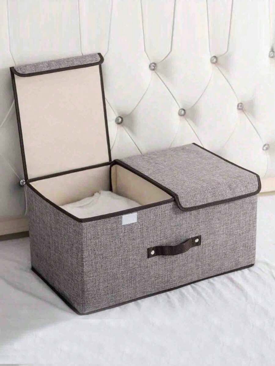 1 件带盖复古收纳盒,内裤胸罩折叠收纳篮,宿舍抽屉衣柜整理收纳容器,用于玩具、衣服、文件、家庭节省空间的衣柜、壁橱、卧室、家庭、宿舍、卧室配件的收纳盒,可折叠内衣裤收纳盒卧室配件服装收纳盒壁橱收纳大容量收纳盒卧室用收纳箱,用于毯子床上用品棉被枕头 - 灰色 - 查看 1