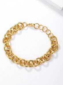 18 Karat vergoldetes 1 Stück modisches, vielseitiges, minimalistisches, luxuriöses, vintage Panzerketten Armband für Frauen
