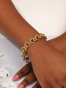 18 Karat vergoldetes 1 Stück modisches, vielseitiges, minimalistisches, luxuriöses, vintage Panzerketten Armband für Frauen