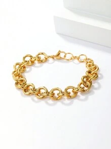 18 Karat vergoldetes 1 Stück modisches, vielseitiges, minimalistisches, luxuriöses, vintage Panzerketten Armband für Frauen
