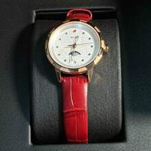 MIDO 华熙系列石英机芯月相女士腕表瑞士腕表 31 毫米不锈钢表壳 - 紅色 - 查看 3