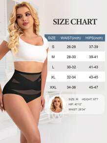 MEIYATING 3pcs High-Waisted Breathable Women Underwear, Mesh Crossed Tummy Control Ice Silk Seamless Triangle Panties, Body Sculpting & Butt Lifting - 彩色 - 查看 6