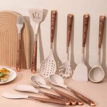 11 peças/12 peças Conjunto de Utensílios de Cozinha de Silicone, Conjunto de Ferramentas de Cozinha, Utensílios de Cozinha Seguros, Conjunto de Utensílios de Cozinha com Cabo de Madeira Antiaderente, Utensílios de Cozinha Laváveis, Itens Essenciais de Cozinha, Presente Perfeito, Conjunto de Ferramentas de Cozinha Preto, Ferramentas de Cozinha, Materiais Escolares