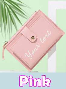 Billetera mini con cremallera personalizada - Portacartas y estuche para identificación con texto personalizado, regalo perfecto para la novia, anti-pérdida para el Día de San Valentín