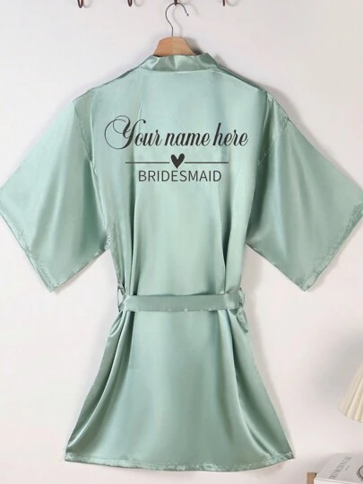 1 pieza Bata de dama de honor personalizada corta con nombre y estampado de cebolleta, adorable, sobria, divertida, acogedora, relajante, personalizada, única, regalos personalizados ideales para hombres/mujeres, regalos ideales para él, novio, amigos, dormitorio, para bodas, para vacaciones, para aniversarios, para cumpleaños, perro, colorido, lindo, adorable, sobrio, divertido, personalizado, único, personalizado, regalos ideales para él, regalos ideales para ella, novio, novia, familia, amigos, ella, otoño elegante, ambiente navideño en el hogar, amor eterno