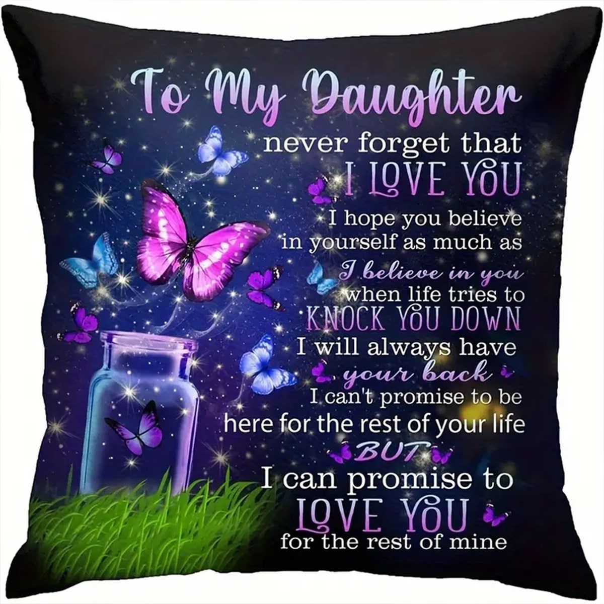 1pc Butterfly Pattern Pillow Cover 45x45cm, Gift For Daughter From Mother, Decorative Throw Pillow Case For Living Room, Bedroom, Sofa, Bed Decor (Pillow Core Not Included)