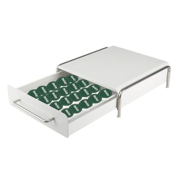 Porte Dosette de Café Support de Capsule Rangement Tiroir pour 36 Coffee Métal Noir/Blanc