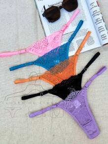 Kit 5 Plus Size Panties Double String With Lace Adjustable Straps String Women's Lingerie Fashion - Nhiều màu - Xem 9