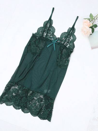 Women Europe America Kanten Mesh Nightgown Lingerie Set, Verleidelijke Sleepwear Tempting Partner Rave view 5