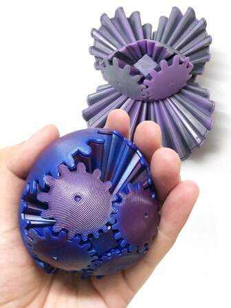 Boule d'engrenage imprimée en 3D (6 cm) Cube de sphère d'engrenage Jouet à trépigner Gearsphere Boule d'engrenage pour le stress et l'anxiété se détendre, Cube à trépigner Boule d'engrenage Boule à rotation Puzzle de sphère d'engrenage Jouet à trépigner Cube imprimé en 3D Boule d'engrenage