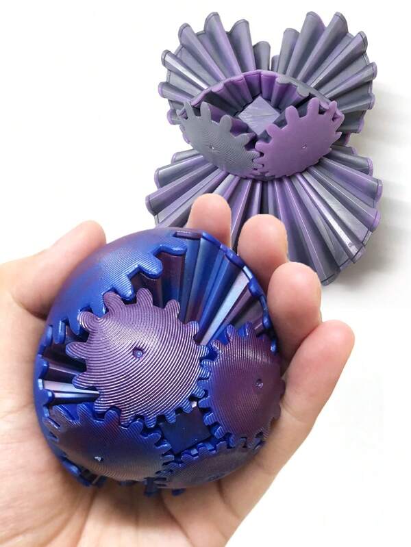 3D Printed Gear Ball(6CM ) Gear Sphere Cube Fidget Toy Gearsphere Gear Ball For For Stress And Anxiety Relaxing,Fidget Cube Gear Ball Spin Ball Gear Sphere Puzzle Fidget Toy Cube 3D Printed Gear Ball.
