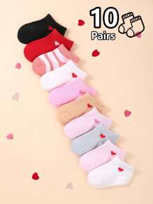 10 双女婴幼儿喜爱图案踝袜，婴儿袜子，新生儿袜子 - 彩色 - 查看 2