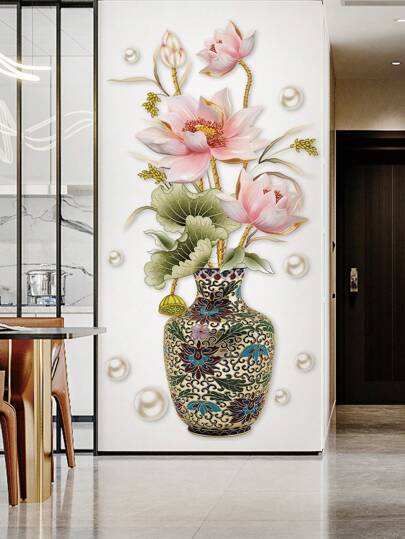 مجموعة من قطعتين ملصق حائط بطباعة الزهور والمزهرية، لوحة فنية جدارية حديثة قابلة للإزالة لديكور المنزل، ملصقات، ملصق جداري، ملصق فينيل لديكورات المنزل، عناصر ديكور الربيع لتنشيط منزلك، ملصقات ديكور رامة هدايا عيد الميلاد والتخرج