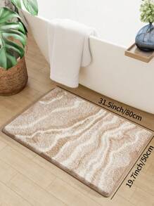 DAJIANG 1pc Geometric Simple Fluffy Bathroom Mat Rug, Quick Absorbent Bath Rug, Ultra Soft Microfiber Bathroom Runner, Anti-Slip TPR Backing, Machine Washable, For Living Room, Vanity, Bathtub, Shower, Sink, Laundry, Khaki, Plush & Thick Entryway Decor Bathroom Kitchen Decor - 彩色 - 查看 7