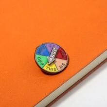 rongji jewelry Lucky Wheel Enamel Pin Brooch Rotating Arrows Interactive Mood Pins Funny Spinner Rainbow Badge For Clothing Backpack Hat Decoration