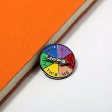 rongji jewelry Lucky Wheel Enamel Pin Brooch Rotating Arrows Interactive Mood Pins Funny Spinner Rainbow Badge For Clothing Backpack Hat Decoration