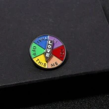 rongji jewelry Lucky Wheel Enamel Pin Brooch Rotating Arrows Interactive Mood Pins Funny Spinner Rainbow Badge For Clothing Backpack Hat Decoration