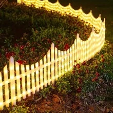 1 Box Of 8pcs, 2.8m/110inch, Solar Fence Light,Garden Small Yard Lawn Mini Fence, Suitable For Christmas Atmosphere Decoration, Birthday Scene Decoration,With USB Type-C Charging Port New Outdoor Colored Lantern Fence Yard Decoration.Pet Pen.