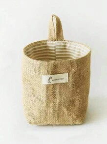 1pc Linen Storage Hanging Bag, Wall Mounted Door Back Organizer Pouch For Bathroom, Desktop, Clutter,Basket,Gift Basket,Basket For Gifts,Wall Basket,Mini Velvet Basket,Storage And Organizer Bins,Makeup Basket,Living Room,Room Basket,Rope Plant Hangers, Wood Rattan Geometric Baskets, NaturalMix Metal Frame Accents For Coastal Garden Decor