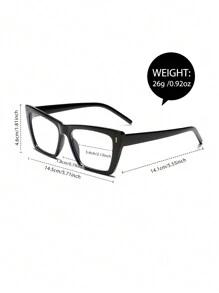 1 pieza Gafas con montura cuadrada de moda y versátiles con lentes transparentes, estilo universitario - multicolor - Ver 5