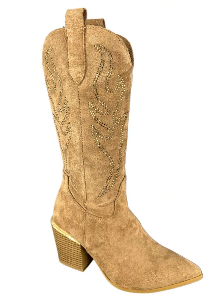 Fashionable Women's Western Boots For Daily Wear - Camel - View 1