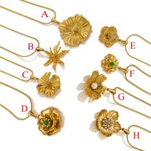 1pc Stainless Steel 18k Gold Plated Style Retro Flowers Asymmetrical Simple Universal Titanium Steel Clavicle Chain Female Valentine's Day Necklace Jewelry Valentines