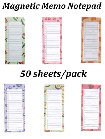 50 ark/paket, magnetiskt anteckningsblock, stor inköpslista, att göra-lista, inköpslista, påminnelse - kraftfull magnetisk baksida, fruktdesign, magnetiskt avrivningsblock, liten anteckningsbok, dagsplanerare, incheckningsanteckning, memolista , Uppgiftslista Bästa presenterna