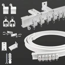 1 Set Of Flexible PVC Curtain Tracks, Shower Curtain Tracks, And Curtain Decoration Tracks That Are Easy To Install. Multiple Forms Of Shower Curtain Tracks, Curtain/Shower Curtain Track Accessories, And Shower Curtain Rods Are Available Home Bathroom Decor Fall Decor Bathroom Accessories Back To School