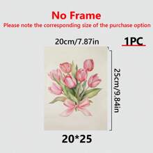 1 Stück botanische Tulpen, rosa Schleife Wandkunst, rosa Heimdekoration, Mädchen Geschenk, Tulpen Aquarellmalerei, Frühlingsdekoration - perfekt für Schlafzimmer, Wohnzimmer, Flur, Badezimmer, perfekte Heimgeschenk Wahl - Leinwand (gerahmt)