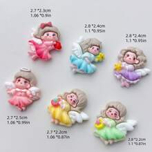 10pcs Assorted DIY Angel Wings Girl Flatback Stickers For Scrapbooking, Earrings, Hair Accessories, Jewelry Making, Crafts Decoration