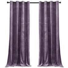 CYCMACO 2 Piece Velvet Indoor Curtains, Modern Bedroom Blackout Curtains With Eyelets, Cold Insulating Thermal Curtain For Living Room Lounge Children's Room - 淡紫色 - 查看 1